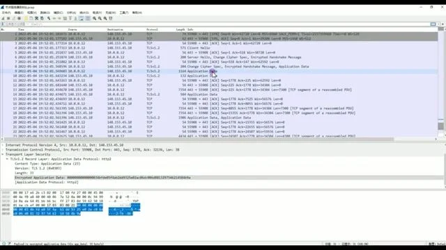 Wireshark 抓包对比图:TLS 1.2 递增序列号特征